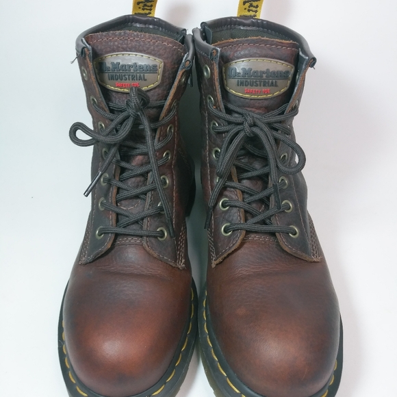 Womens Dr Martens Industrial Steel Toe Slip Resistant Boots Maple Zip Size 9L - Picture 7 of 11